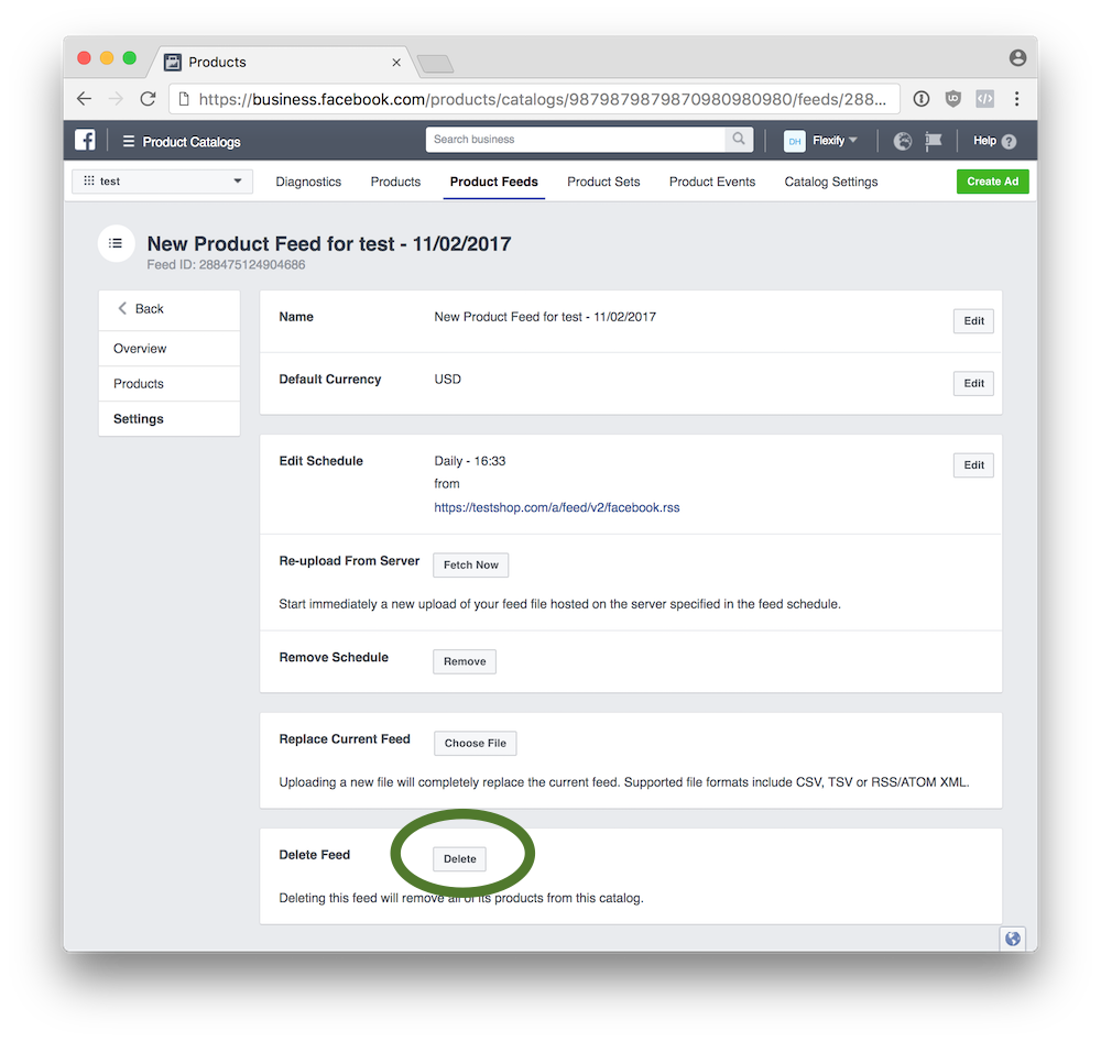 setting up a facebook product feed with flexify